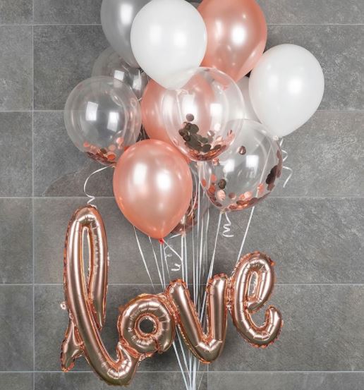 LOVE Silver Foil Romantic Party Balloon Set