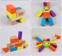 Kids Wooden Block Toy w/Storage
