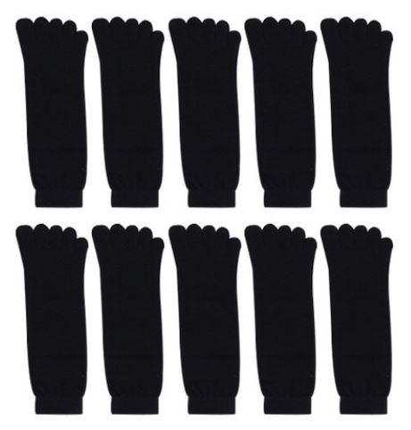Men's Luxury Heavy Neck Toe Socks 10 Pairs BLACK