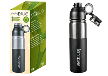G-1018BK GEOJUG 18OZ STAINLESS STEEL VACUUM INSULATED WATER BOTTLE BLK 12/C